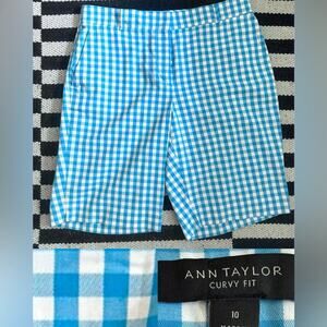Ann Taylor blue gingham oversized shorts- 10